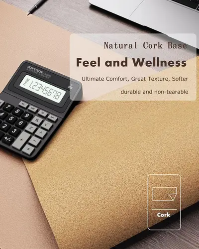 Imagen 2 del producto Almohadilla de escritorio de doble cara, alfombrilla de escritorio de cuero, protector de almohadilla de escritorio de corcho ecológico, alfombrilla de ratón grande, secante de escritorio impermeable para oficina/hogar
