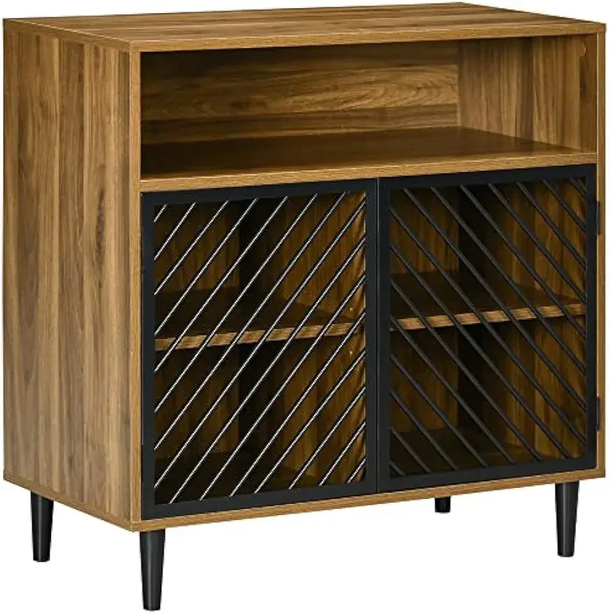 Sideboard Buffet Cabinet, Kitchen Cabinet, Coffee Bar Cabinet with Metal Doors and Adjustable Shelves