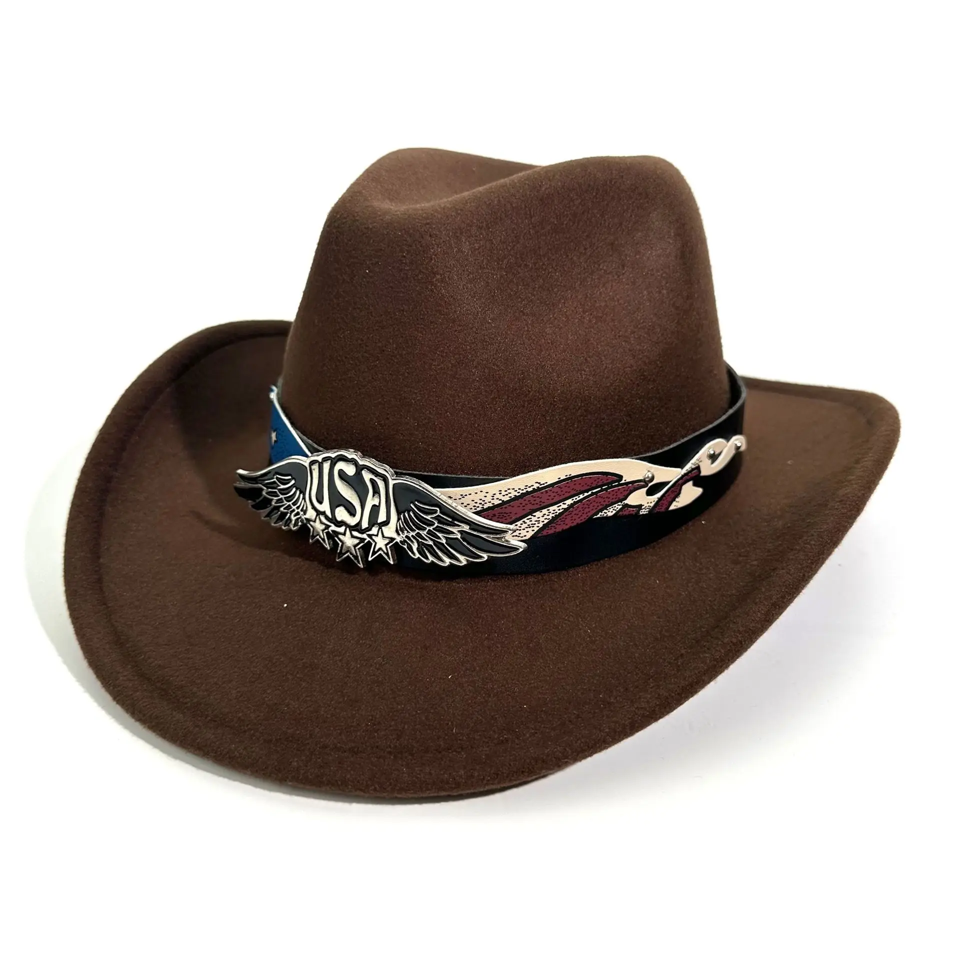 2026 Hot-selling European and American New Western Cowboy Gift Hat Fashion Roll-brim Jazz Hat Ethnic Style Top Hat