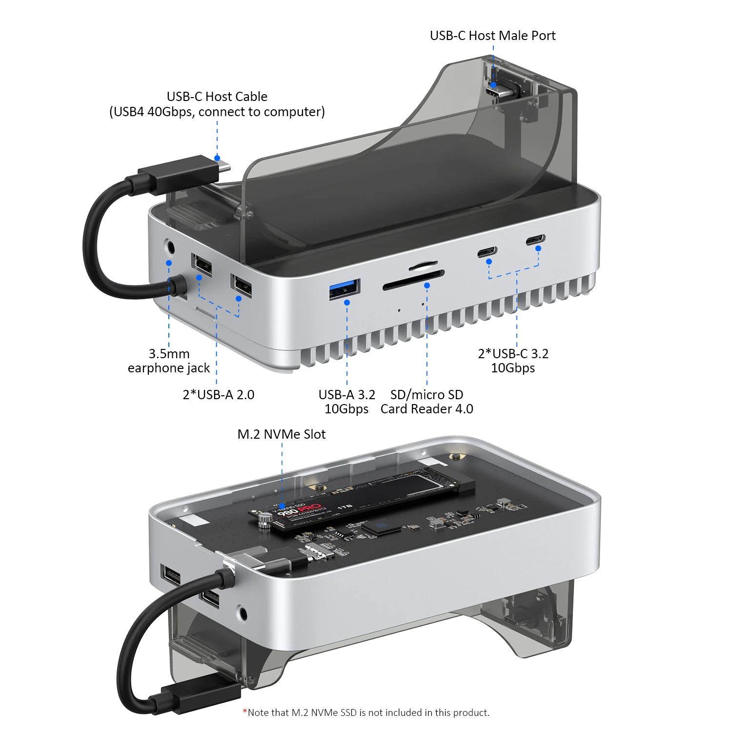Qwiizlab Mac mini M4対応 スタンドハブ 40Gbps NVMe