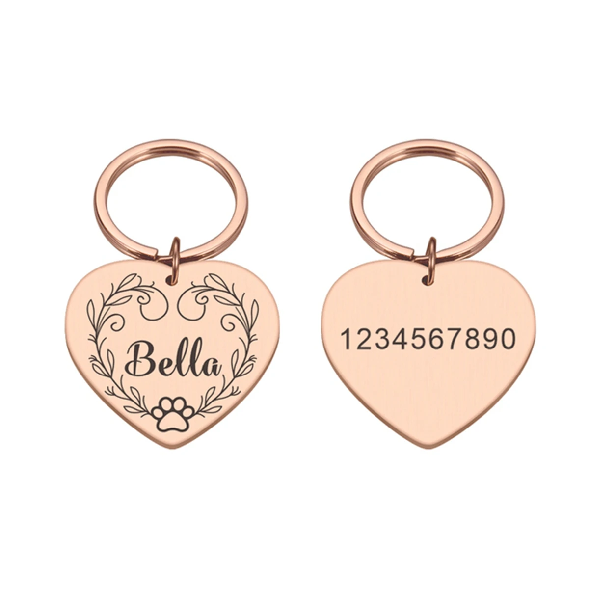 Bonitas impresiones de patas de perro y vid, texto personalizado, etiqueta de identificación de perro y gato, nombre con símbolos bonitos, medalla personalizada con estampado de mascota, 1 ud.