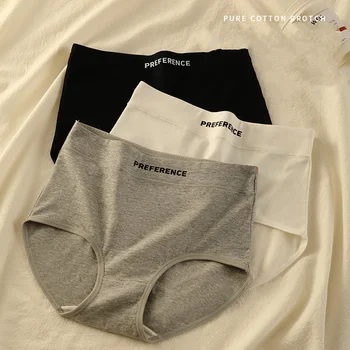 Renkli külot pamuk kadın rahat yüksek bel iç çamaşırı yumuşak iç çamaşırı nefes kadın külot spor spor külot M-XXL