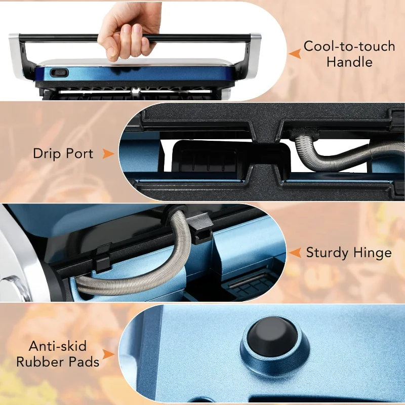 ماكينة صنع الساندوتشات COSTWAY Panini، بقدرة 1200 وات مع لوحة لمس LED، وأطباق مطلية غير لاصقة وصينية تنقيط قابلة للإزالة