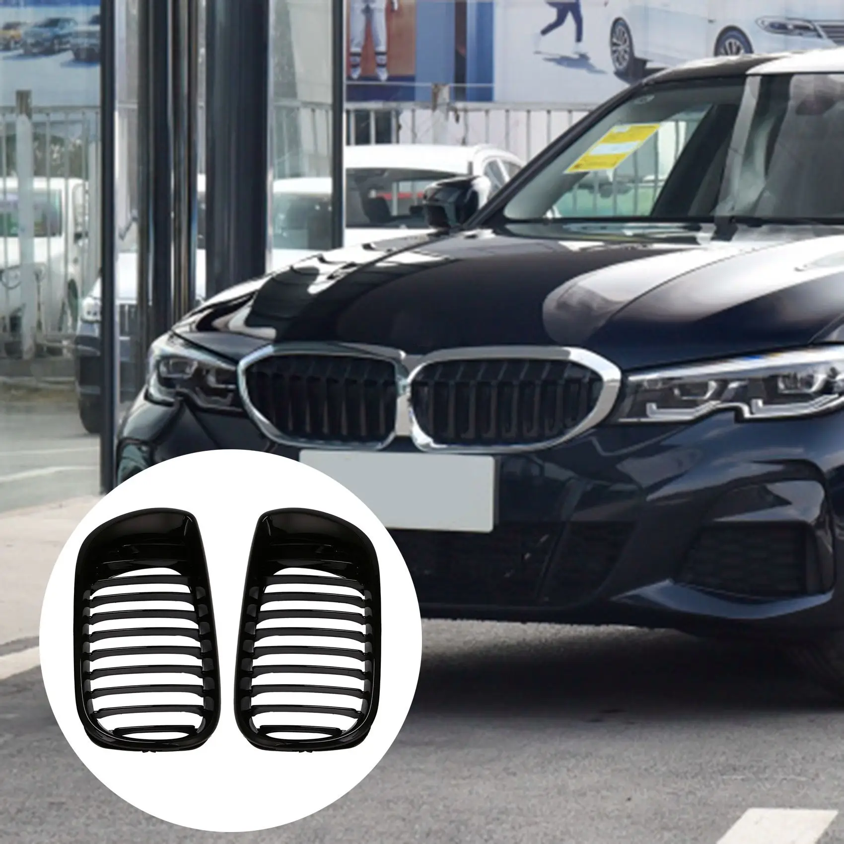 Car Front Grille Grill Gloss Black Kidney Style For E46 02-05 3 Series 4 Door ABS 320I 325I 330I 51132158542