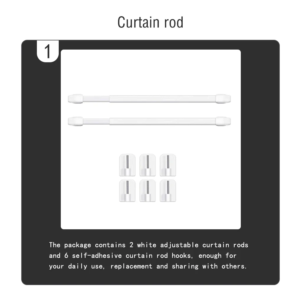 2 Pieces Adjustable Curtain Rod Extendable Bars Pole Without Drilling Hanging Rods Self Adhesive for Home Bathroom Hotel image 5