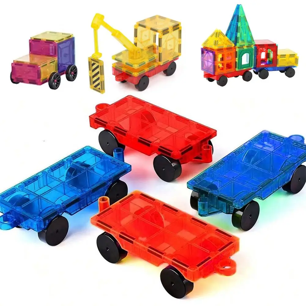 

Durable Plastic Magnetic Car Smooth Wheels Linkable Magnetic Building Blocks Car Toy Car Montessori Activity