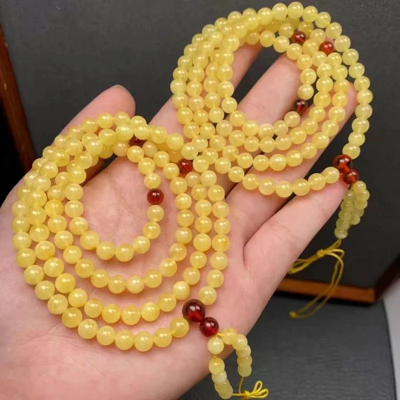 New Natural Amber Buddha Bead Multi-Loop Bracelet Versatile Accessory Loose Beads