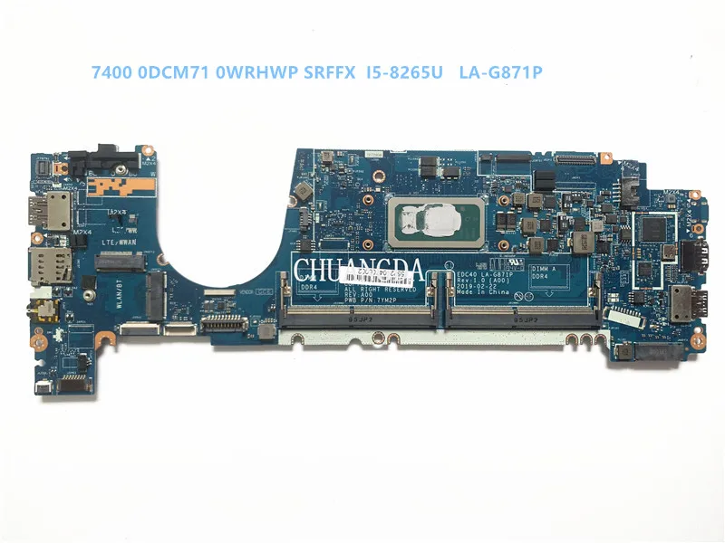 CN-0WRHWP 0WRHWP 0FHPJ8 Laptop Motherboard For DELL XPS 7400 E7250 LA-G871P With I5-8265U / I5-8365U CPU 100% Working