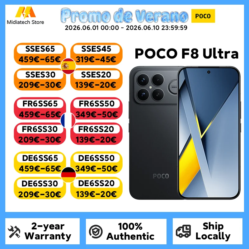 Global Version POCO F8 Ultra Snapdragon 8 Elite Gen 5 Smartphone 6.9" 120Hz AMOLED Display 6500mAh 100W Battery POCO Telephone