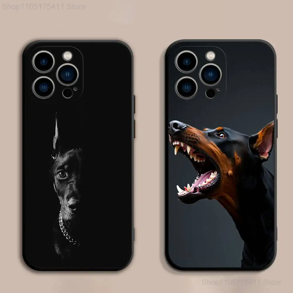 Чехол для телефона Cool D-Doberman D-Dog для iPhone 17,16,15,14,13,12,Pro,Max,Plus,E,SE4,Air,Mini,черный мягкий чехол