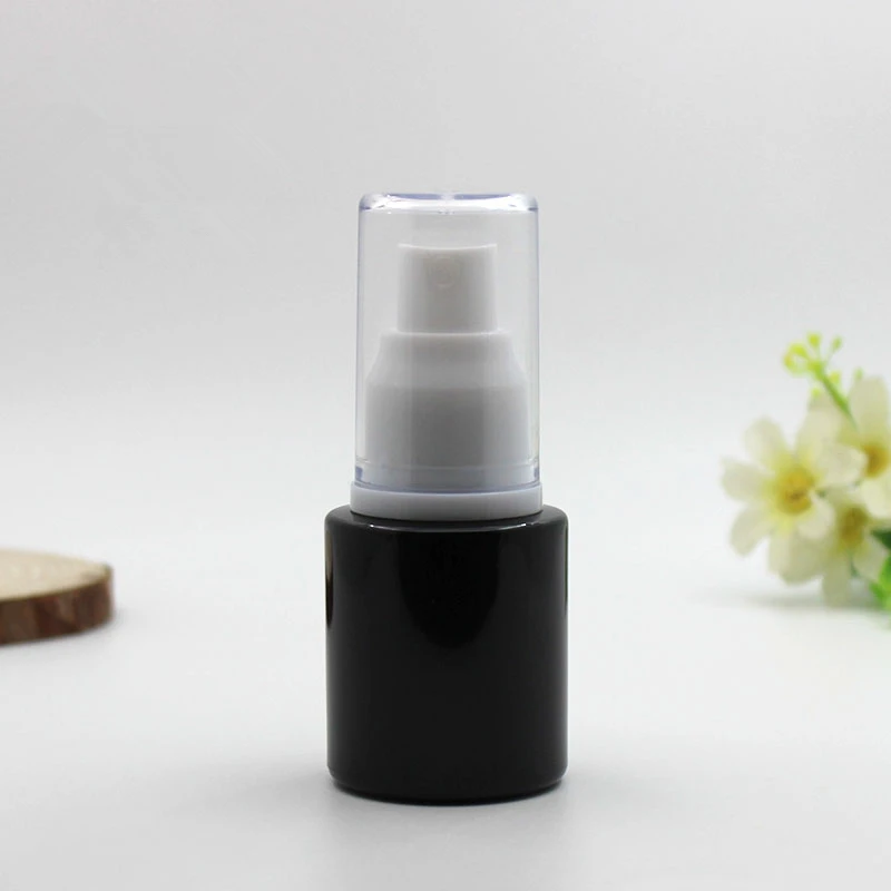 50pcs 20ml Black Glass Perfume Bottle With Spray Cosmetic Containers, Lotion Emulsion Bottle