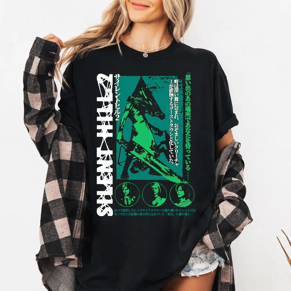 Silent Hill 2 T-shirt, Triangle Head Pattern T-shirt, Summer New Retro Street Men's and Women's Casual Fashion T-shirt