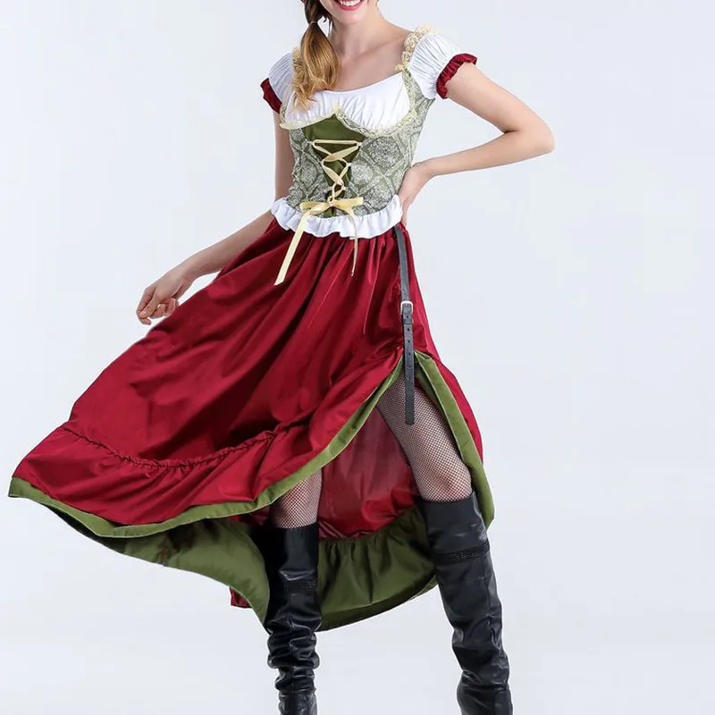 

loween Par Maid Beer Costume Vintage Medieval Women's Stage Performance Clothing Chinese Manufacturer PU Material