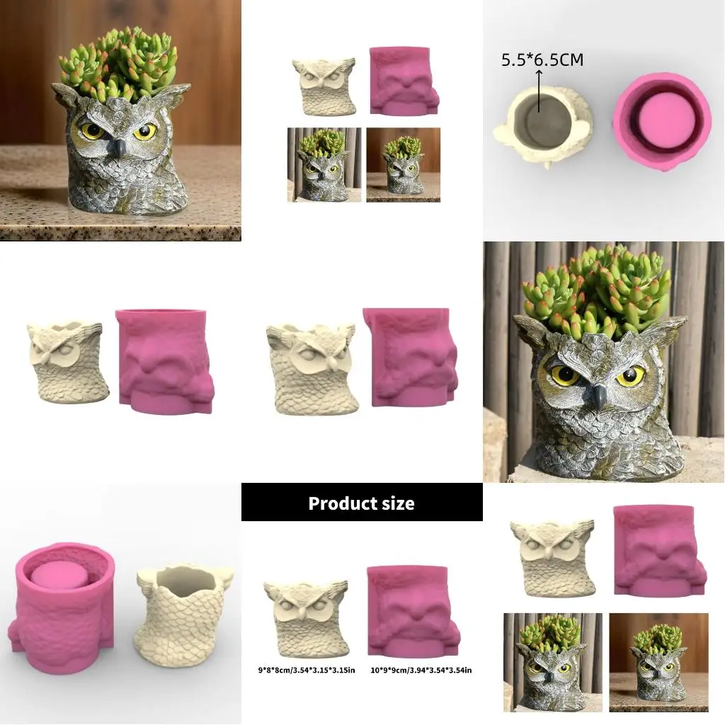 

Многоразовая форма формы совы Силиконовая плесень Уникальные растения плесени силиконовый текстура, подходящая для цемента и