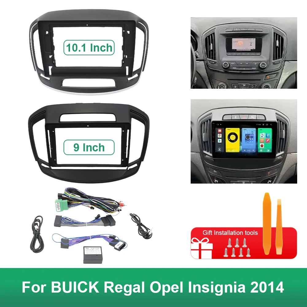 Car Radio Frame 9 Inch 10.1 Inch for Buick Regal Opel Vauxhall Insignia 2014-2017 2DIN Stereo Panel Harness Wire Canbus Decoder