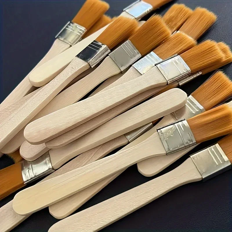 

10Pcs Wooden Handle Nylon Bristle Paint Brush for Oil Painting, Dusting and Cleaning - Unrechargeable Hand Tool Set Without Batt