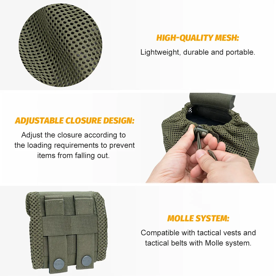 IDOGEAR Tactical MOLLE Mesh Dump Pouch Drop Pouch Foldable Mag Recycling Holder 3595