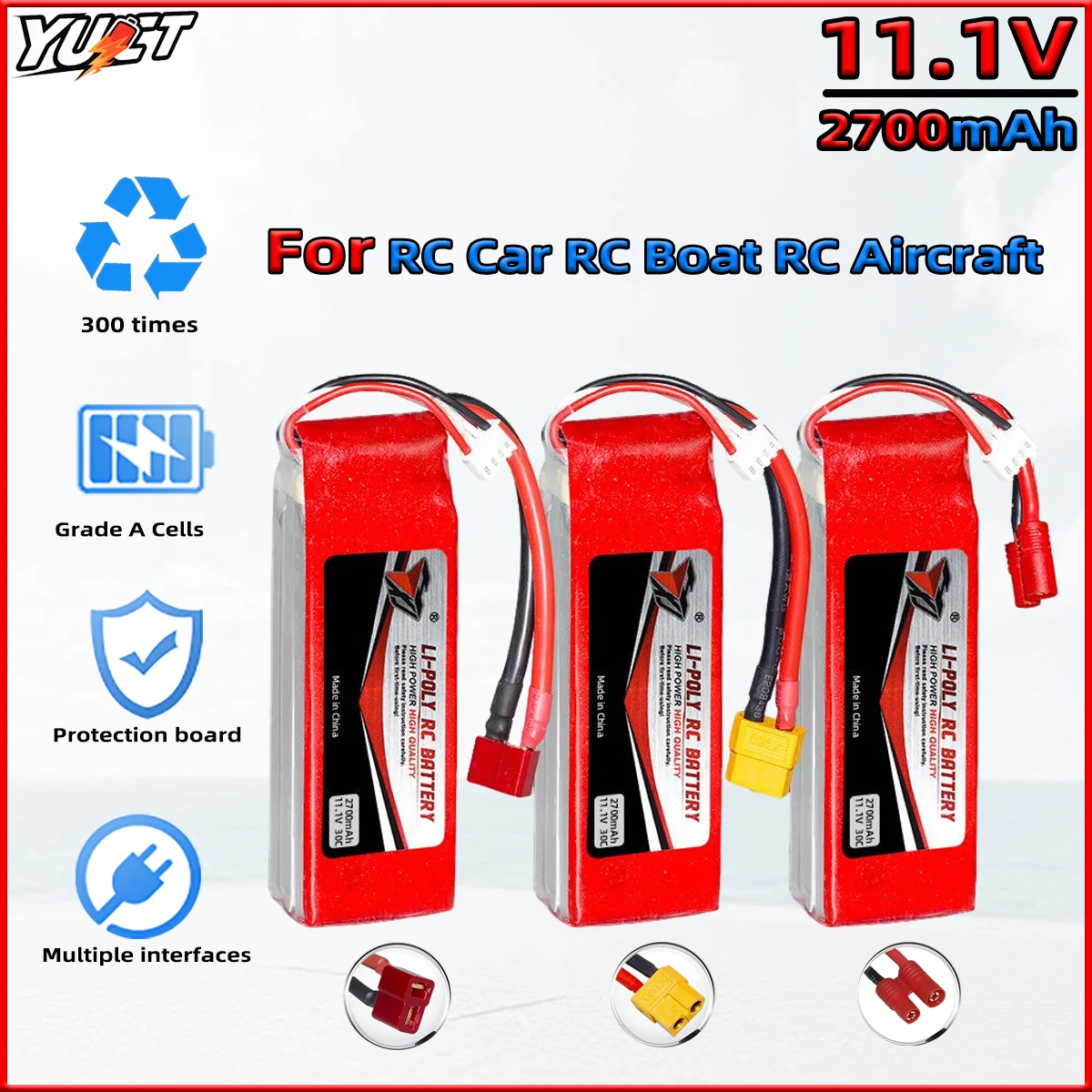 YUCT 3S 2700mAh batterie Lipo 11.1V 30C avec prise XT60 pour Drone FPV avion RC voiture camion graphène bateau pièces de modèle RC