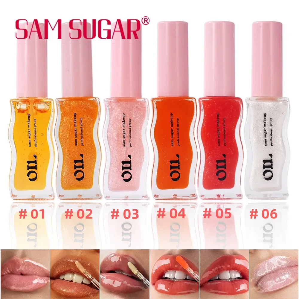 SAM SUGAR Owocowo-miodowy olejek do ust Długotrwałe blaknięcie linii ust Perłowy połyskujący półprzezroczysty nawilżający błyszczyk do ust