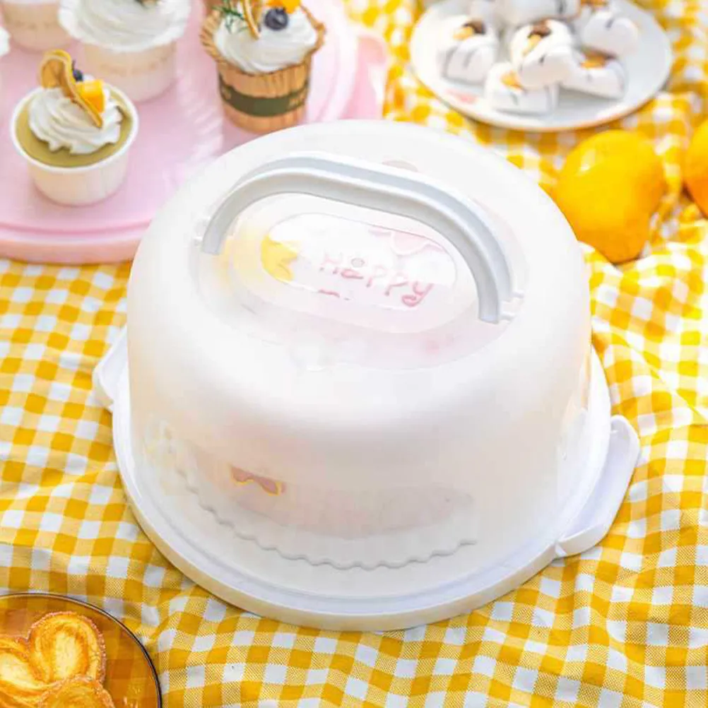 Handheld Reusable PP Cake Carrier Box with Clear Dome Lid Portable Cake Storage Box for Birthday Dessert Transport Display