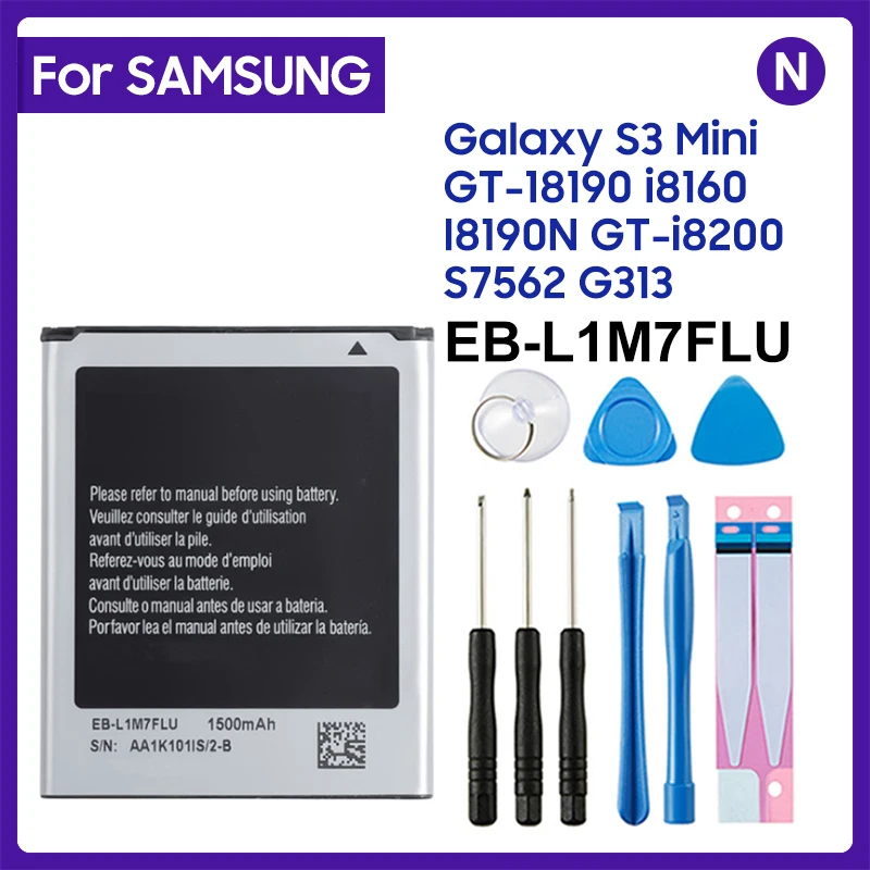 For Samsung Replacement Battery EB-L1M7FLU For Samsung Galaxy S3 Mini S3Mini GT-I8190 I8190N I8190 GT-i8200 1500mAh