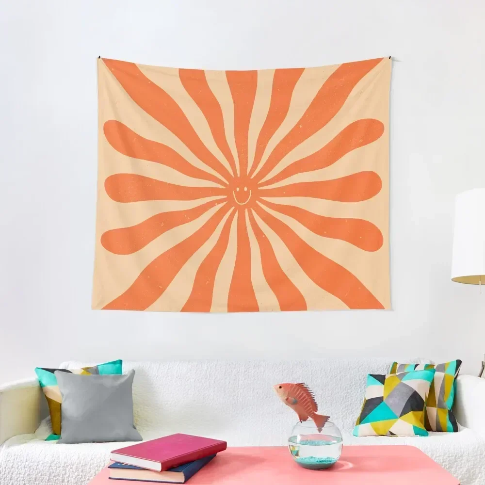 

Retro Sun Vintage 70s 2 Orange Tapestry Room Decor Korean Style Wall Deco Decoration Home Tapestry