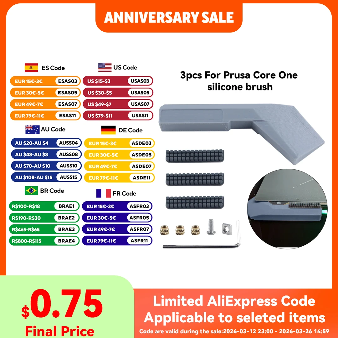 

Silicone Nozzle Brush 3pcs For Prusa Core One 3D Printer Nozzle Cleaner Tool For Prusa Core One 3D Printer Parts