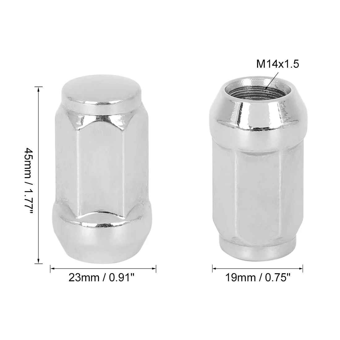 UXCELL 4 Pcs M14x1.5 Wheel Lug Nuts Chrome Bulge Acorn Hex Wheel Lug Nuts Cone Seat for Car Wheel Nut Replacement