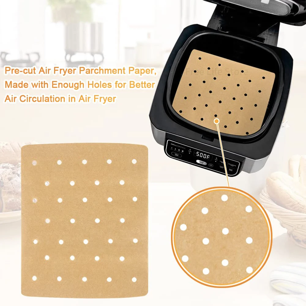 Air Fryer Disposable Paper Liner for Ninja AG301 Foodi 5-in-1 Indoor Grill Non-Stick Barbecue Baking Mat Kitchen Accessories