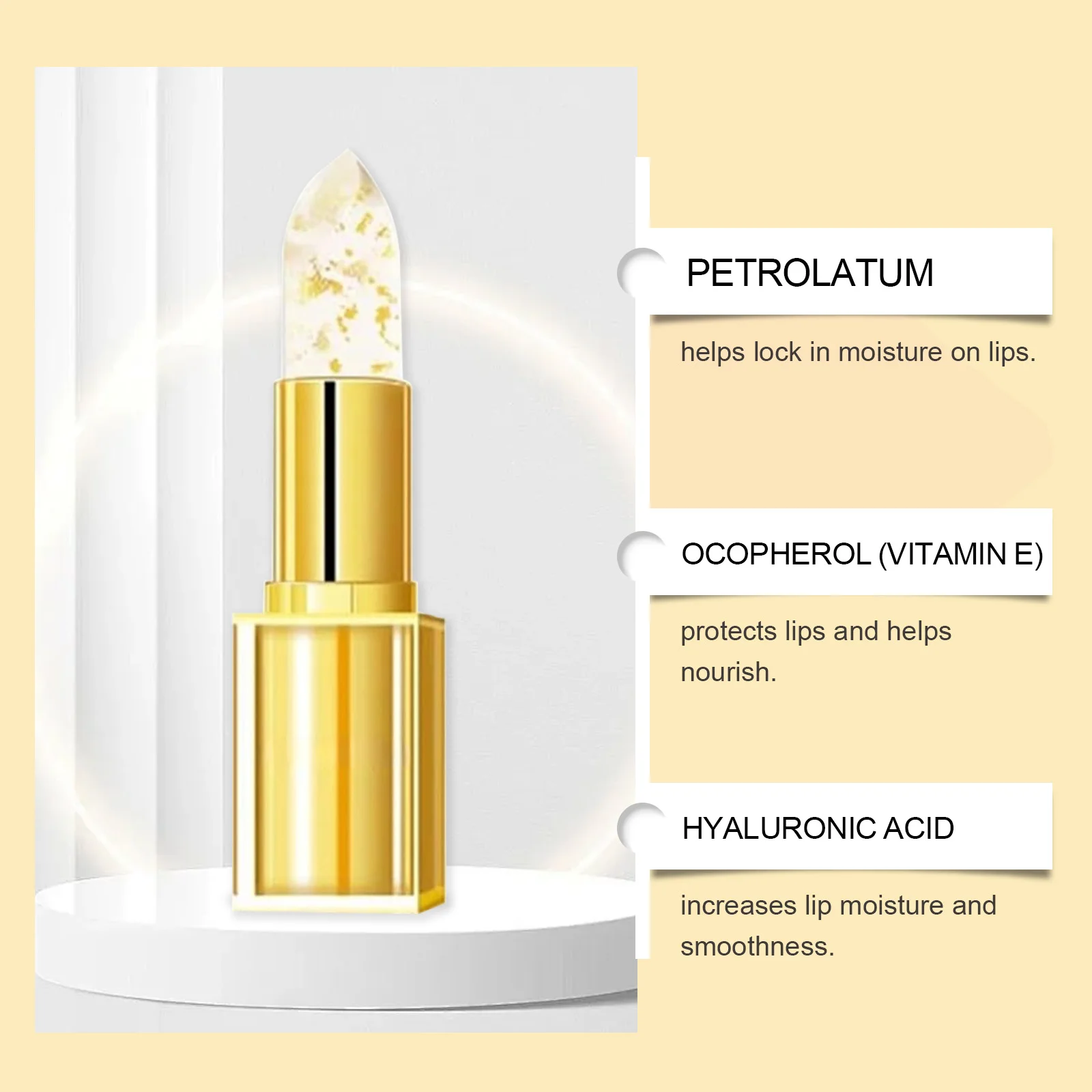 Jaysuing 3.5g Gold Color Changing Lip Balm Moisturizing Nourishing Gentle Hydrating Lip Care For Soft Lips Daily