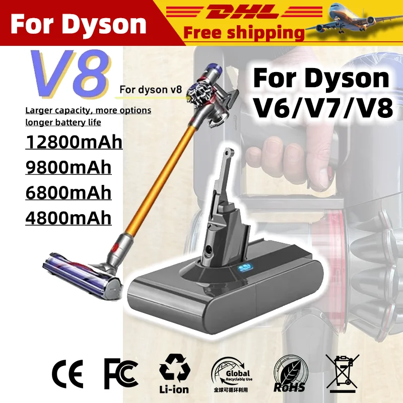 

For Dyson V8 21.6V 12.8Ah Latest Upgraded Battery for Dyson V8 Absolute Cord-Free Vacuum Handheld Vacuum Cleaner Battery