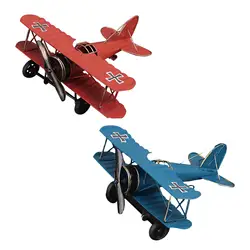 Vintage Airplane Model Retro Ornament Home Decor Sculpture Decorative Iron Aircraft for Souvenir Office Shelf Entrance Home