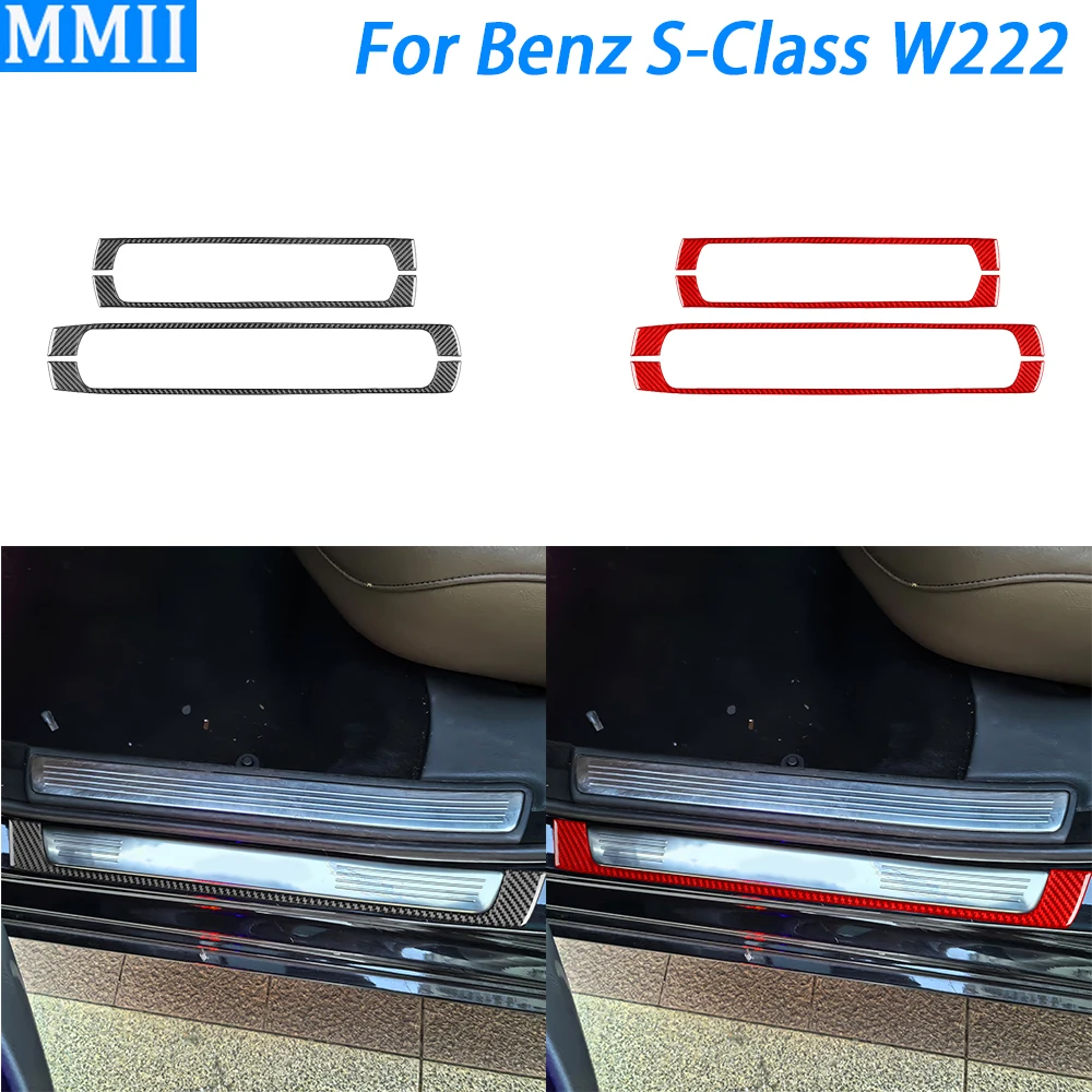 

For Benz S-Class w222 2013-2020 Carbon Fiber Inner Door Sill Panel Decorative Cover Car Interior Decoration Accessories Sticker