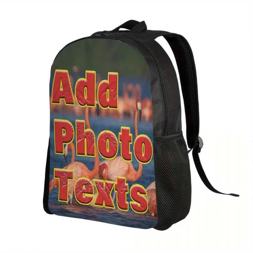 Custom Photo And Logo Backpack - Personalized Casual Rucksack,Lightweight Polyester, Zipper Closure - Ideal for School, Travel
