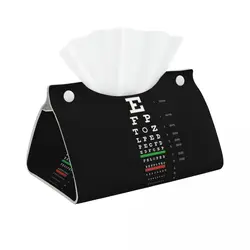 Custom Snellen Eye Chart Facial Tissue Box Cover Rectangular Optometrist Optician PU Leather Tissue Box Holder for Car Home