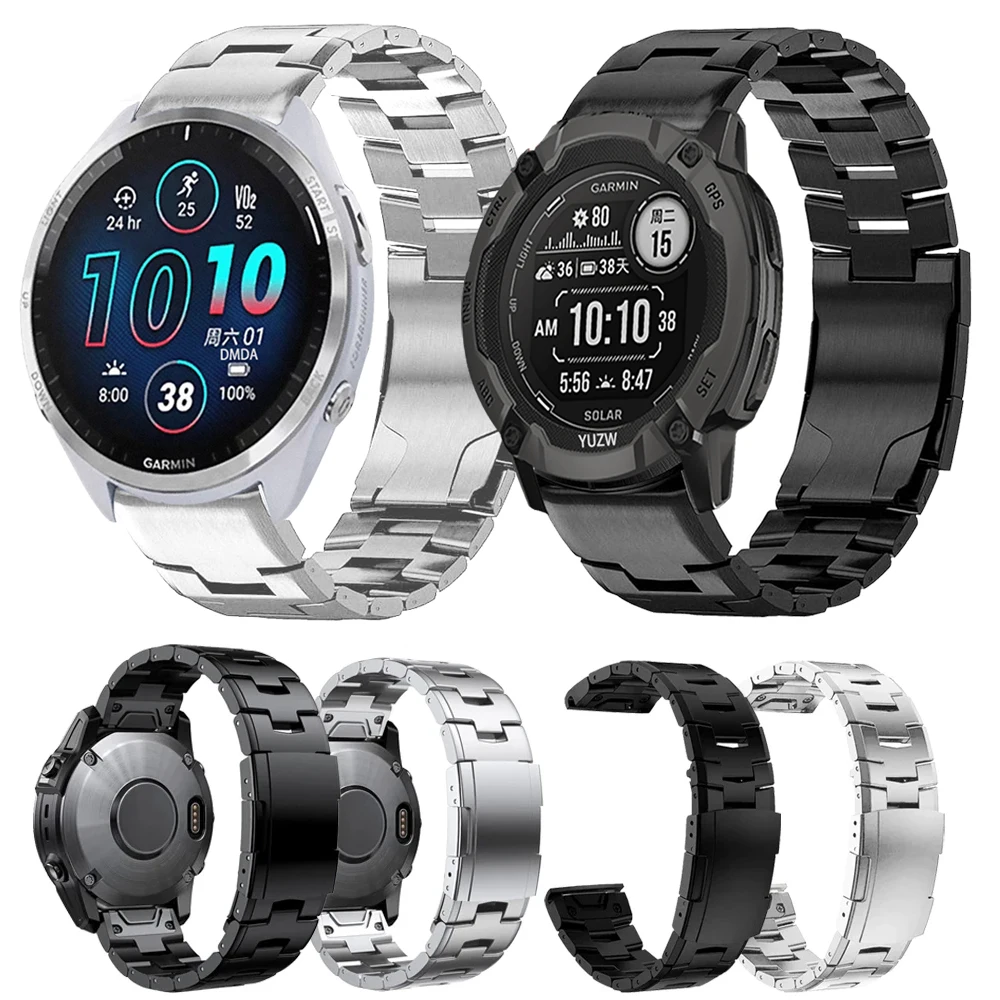 for Garmin 22mm 26mm Quickfit Titanium Band Bracelet Instinct 2X Forerunner 965 955 Solar Approach S70 S60 S62 Watchband Straps