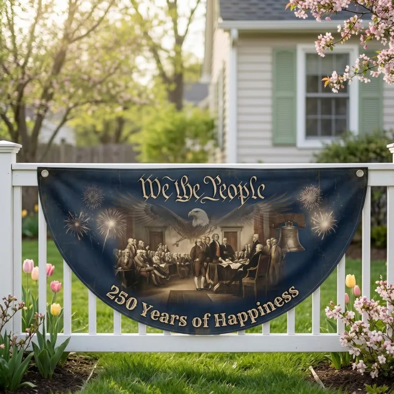 Drapeau demi-éventail VIKAMA Aigle patriotique pour le 250e anniversaire de l'Indépendance américaine, 4 juillet, décoration intérieure et de fête