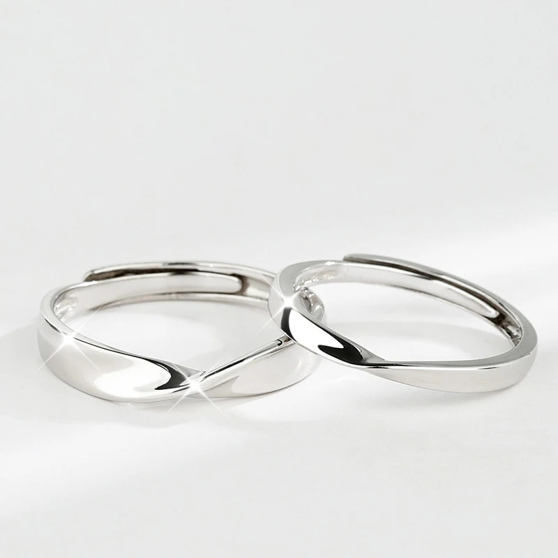 Original 925 Sterling Silver Lovers Mobius Ring Men Women Engagement Rings Wedding Set For Couple Fine jewelry Gift