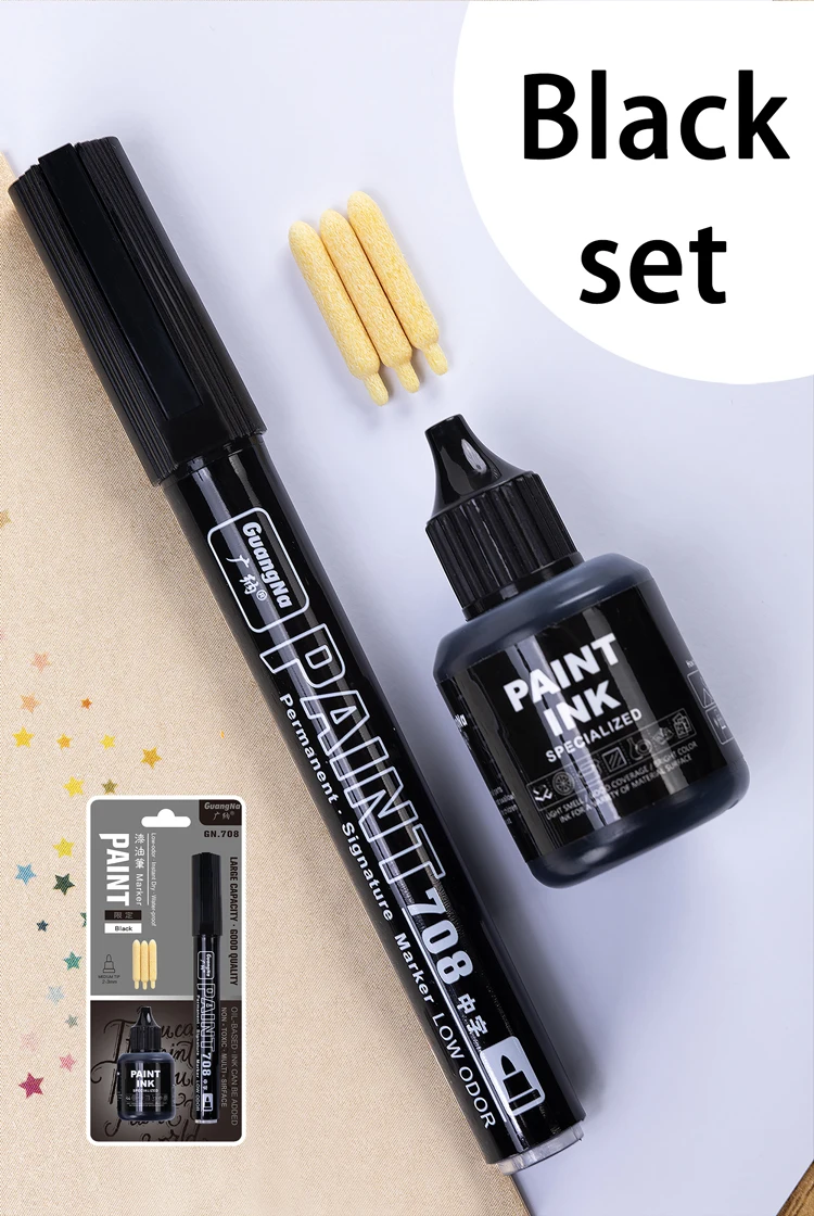 Permanente Farbmarker-Stifte mit Tintenset Gold Silber Weiß 2mm Kunstmarker Reifenprofil Gummi Stoff Metall Metallic-Marker-Stifte – Detail 11