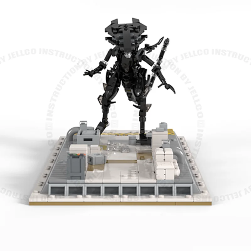 896 шт. Moc Aliens Micro Diorama: Ripley Vs Alien Queen, строительные блоки, креативная сборка, кирпичи, игрушки, детские рождественские подарки «сделай сам»