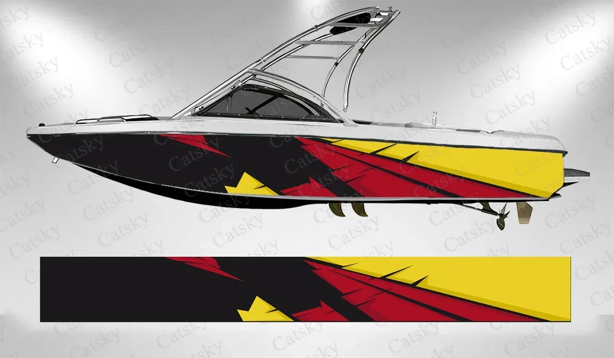Abstract Colorful Stripes Eye-catching Unique Boat Sticker Vinyl Ship Pontoon Deck Boat Fishing Decorative Pontoon Boats Decal