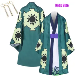 Boy Kids Wano Country Zoro Juurou Cosplay Fantasia Anime One Cosplay Piece Disguise Costume Child Halloween Carnival Party Cloth