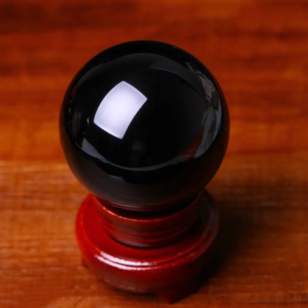 Obsidian Crystal Decorative Round Black Obsidian Sphere Large Exquisite Feng Shui Sphere 20/30/40/50mm Crystal Ball Gift