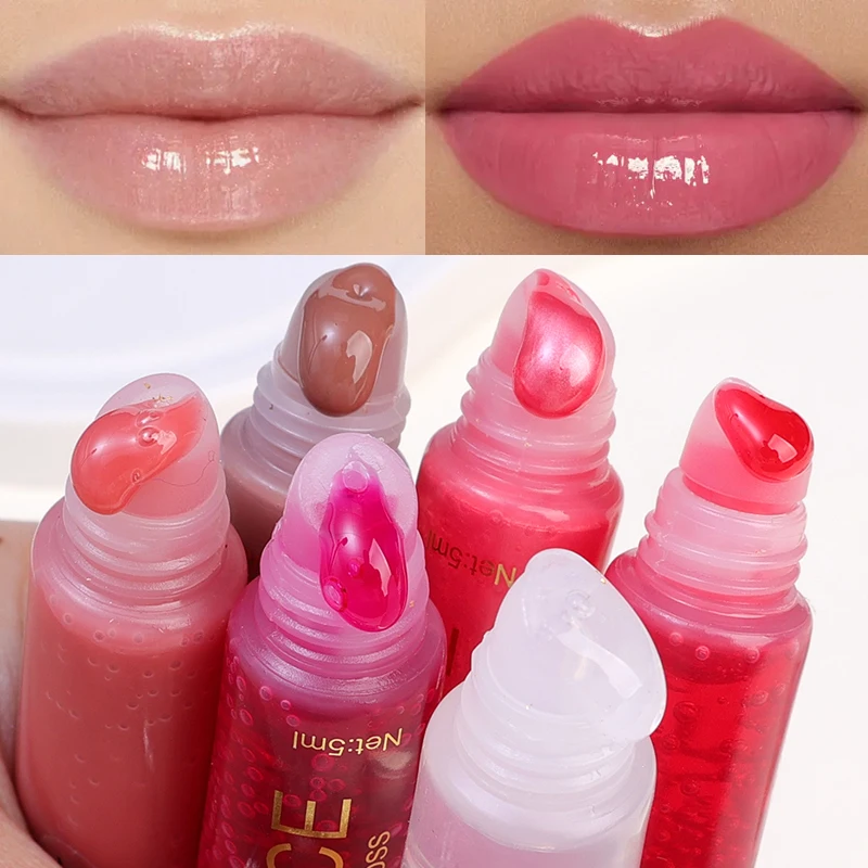 Mirror Lip Gloss Soft Tube Mirror Lip Oil Nude Brown Plumping Lipgloss Moisturising Transparent Lips Care Beauty Cosmetic Makeup