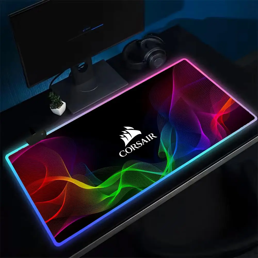 C-CORSAIR Boat  Mouse Pad Anime Gaming Mouse Pad LED Table Pads Backlit Rubber Desktop XXL Mousepad RGB Desk Mats