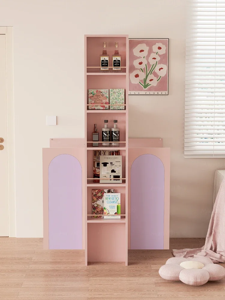 

Purple home partition storage shoe cabinet living room entrance cabinet integrated dopamine pink display cabinet storage rack