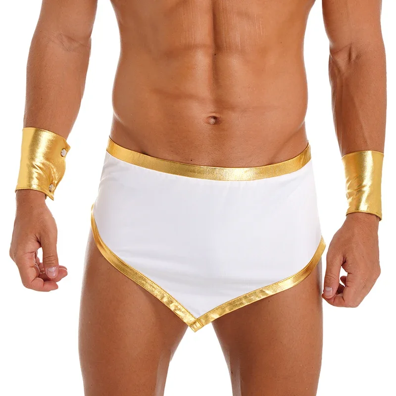 Costume de gladiateur romain pour hommes, Mini jupe avec poignets, Tenues de cosplay d'Halloween, Habillage de paupières, Dieu grec des prHub, César