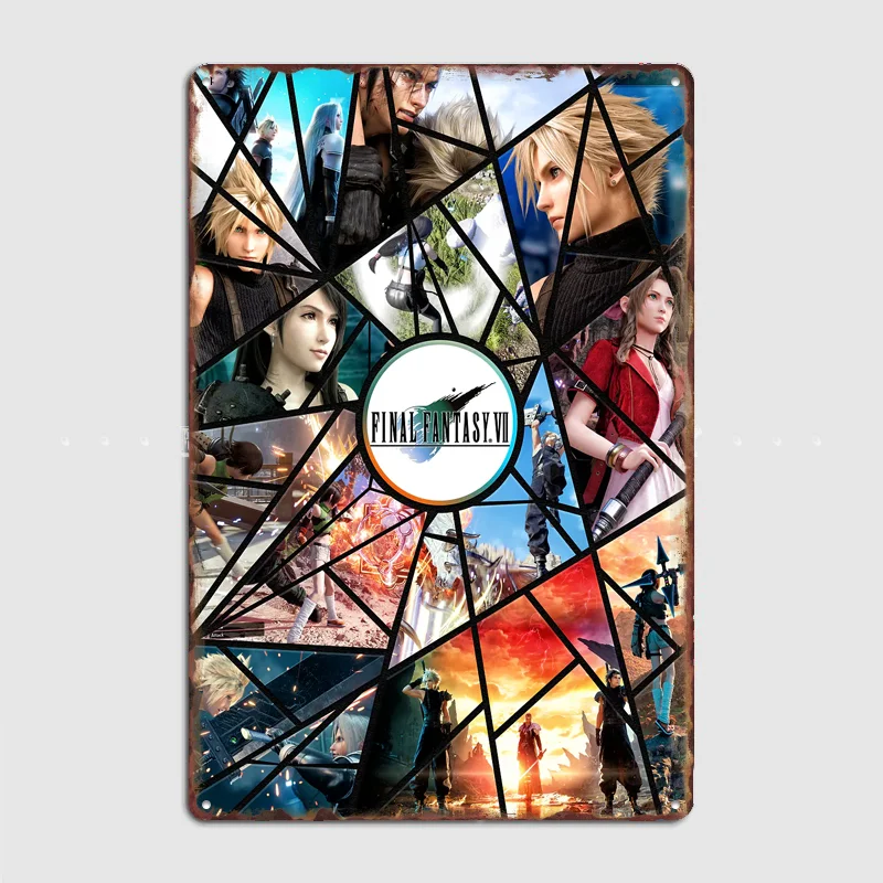 Final Fantasy VII Mosaic Poster Metal Sign Life Wall Custom Bedroom Indoor Home Wall Decor Posters Room Decoration