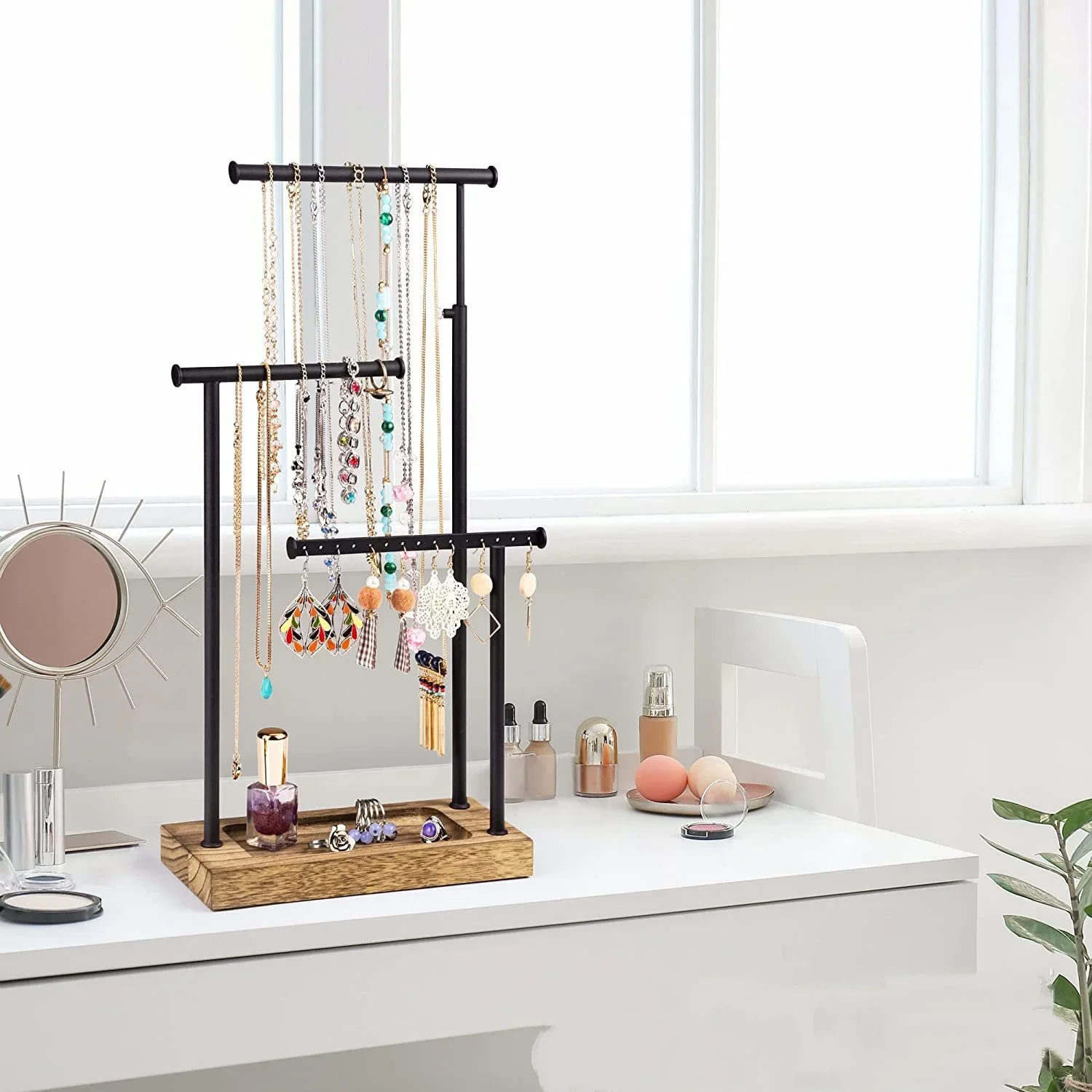 Jewelry storage rack ultra-high multi-layer necklace stand, jewelry rack ironwork multi-functional necklace display stand