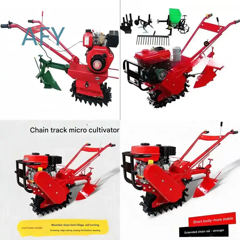 Tracked Diesel Powered Cultivator for Agricultural Machinery Parts Kit Farm Tractor Attachment Tiller Plow Harrow Soil